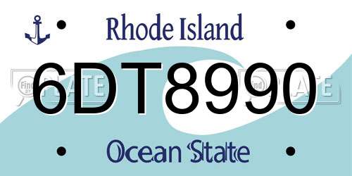 6DT8990 Rhode Island License Plate