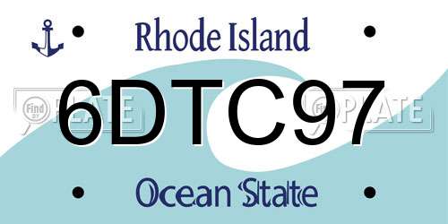 6DTC97 Rhode Island License Plate