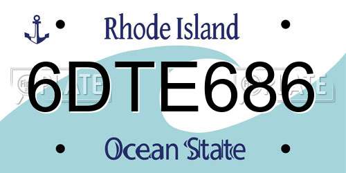 6DTE686 Rhode Island License Plate