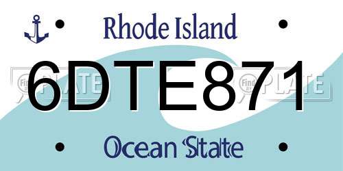 6DTE871 Rhode Island License Plate