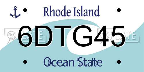 6DTG45 Rhode Island License Plate