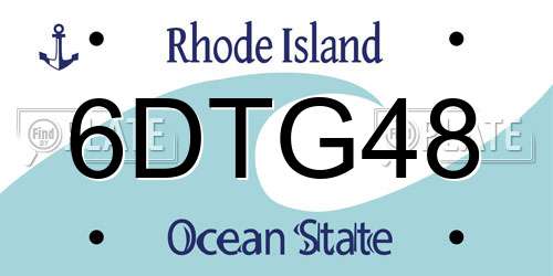 6DTG48 Rhode Island License Plate
