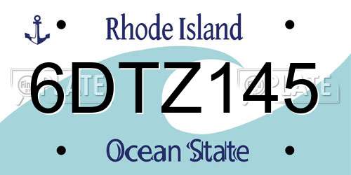 6DTZ145 Rhode Island License Plate