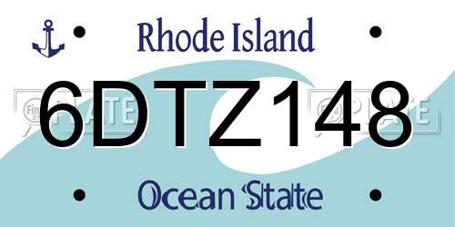 6DTZ148 Rhode Island License Plate