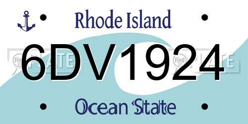 6DV1924 Rhode Island License Plate
