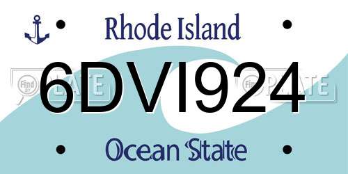 6DVI924 Rhode Island License Plate