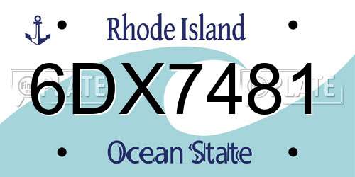 6DX7481 Rhode Island License Plate