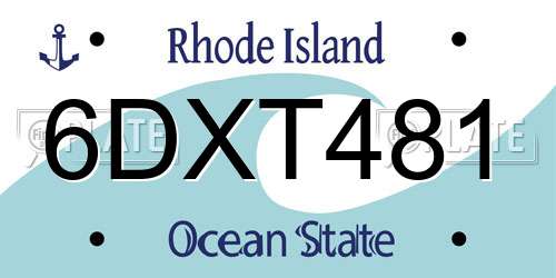6DXT481 Rhode Island License Plate
