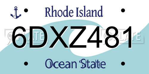 6DXZ481 Rhode Island License Plate