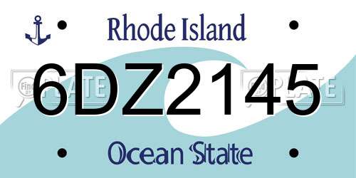 6DZ2145 Rhode Island License Plate