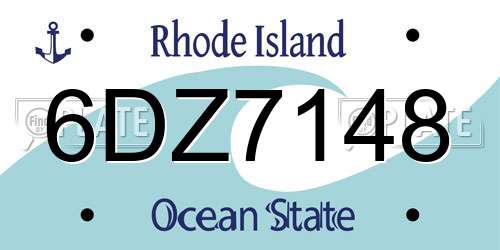 6DZ7148 Rhode Island License Plate