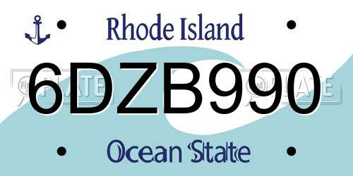 6DZB990 Rhode Island License Plate