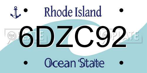 6DZC92 Rhode Island License Plate