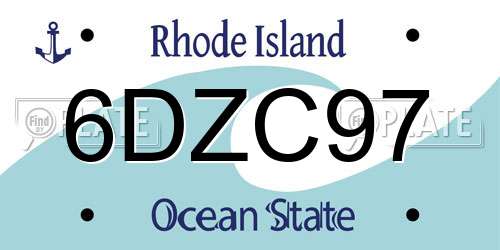 6DZC97 Rhode Island License Plate