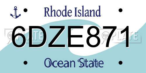 6DZE871 Rhode Island License Plate