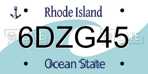 6DZG45 Rhode Island License Plate