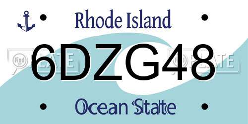 6DZG48 Rhode Island License Plate