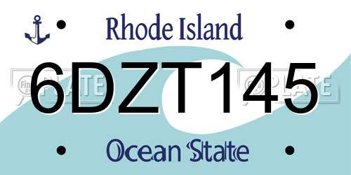6DZT145 Rhode Island License Plate