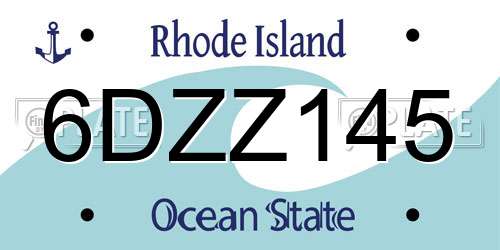 6DZZ145 Rhode Island License Plate