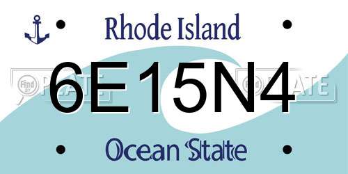 6E15N4 Rhode Island License Plate