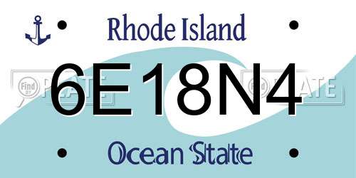 6E18N4 Rhode Island License Plate