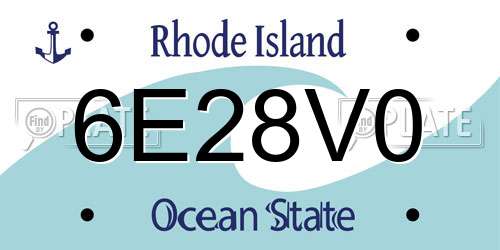 6E28V0 Rhode Island License Plate