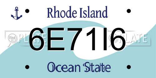 6E71I6 Rhode Island License Plate