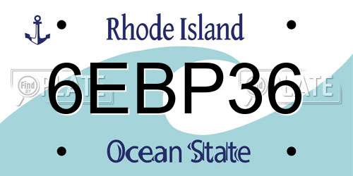 6EBP36 Rhode Island License Plate