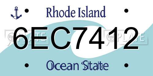 6EC7412 Rhode Island License Plate
