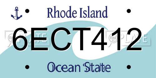 6ECT412 Rhode Island License Plate