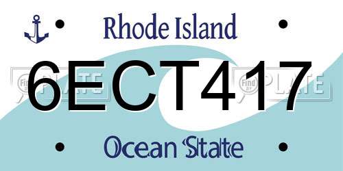 6ECT417 Rhode Island License Plate