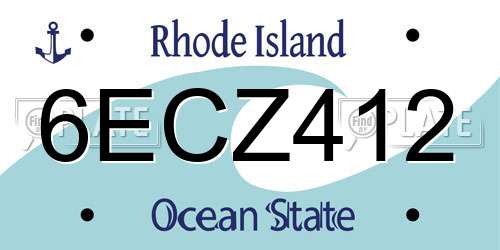6ECZ412 Rhode Island License Plate