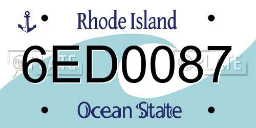 6ED0087 Rhode Island License Plate