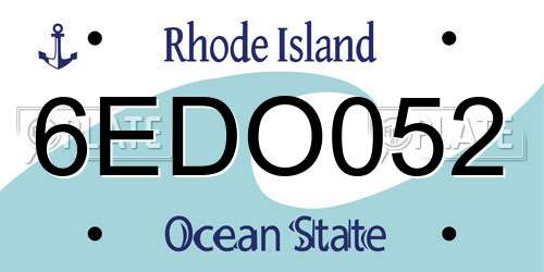 6EDO052 Rhode Island License Plate