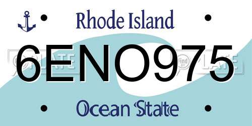 6ENO975 Rhode Island License Plate