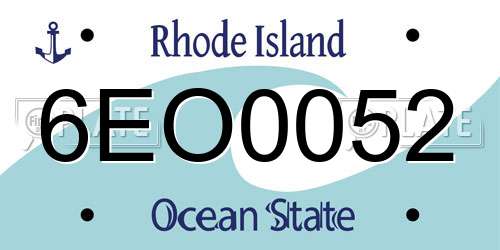 6EO0052 Rhode Island License Plate