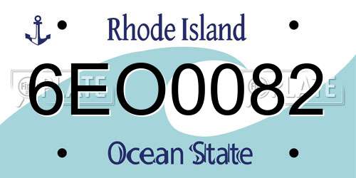 6EO0082 Rhode Island License Plate