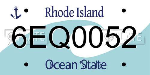 6EQ0052 Rhode Island License Plate