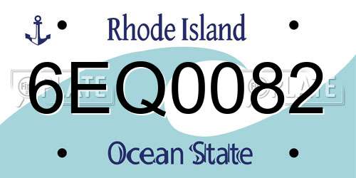 6EQ0082 Rhode Island License Plate