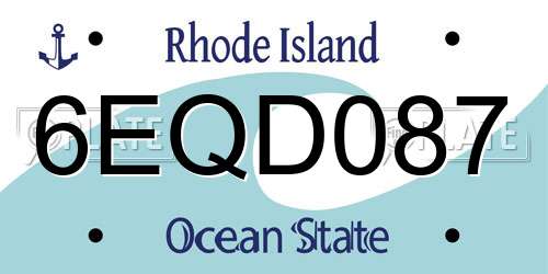 6EQD087 Rhode Island License Plate