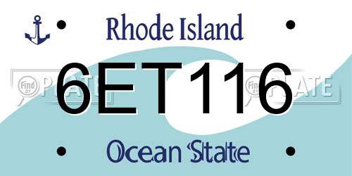6ET116 Rhode Island License Plate