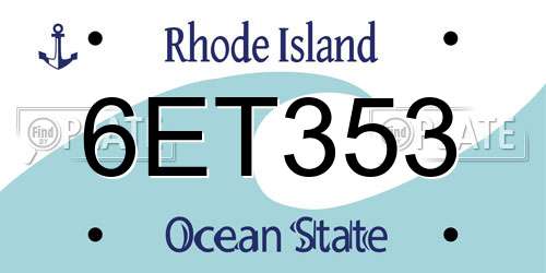 6ET353 Rhode Island License Plate