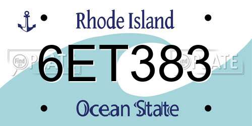 6ET383 Rhode Island License Plate