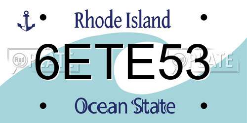 6ETE53 Rhode Island License Plate