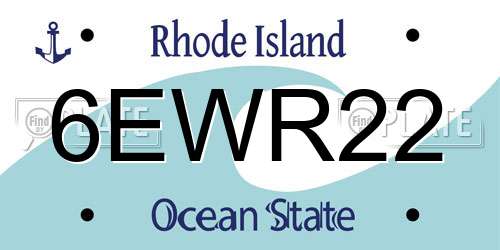 6EWR22 Rhode Island License Plate