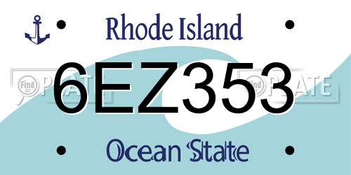 6EZ353 Rhode Island License Plate