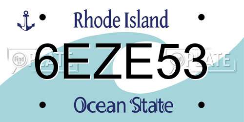 6EZE53 Rhode Island License Plate
