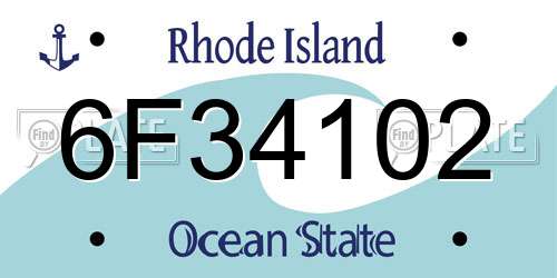 6F34102 Rhode Island License Plate
