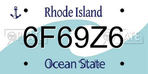6F69Z6 Rhode Island License Plate