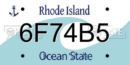 6F74B5 Rhode Island License Plate